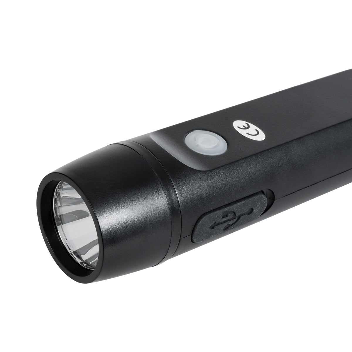 GloboStar® 79021 Φορητός Φακός Χειρός CREE LED 3W 240lm - με Επαναφορτιζόμενη Μπαταρία 1400mAh & Χειροκίνητο Φορτιστή Δυναμό - Ψυχρό Λευκό 6000K - Φ4.1 x Υ15cm - ledmania.gr