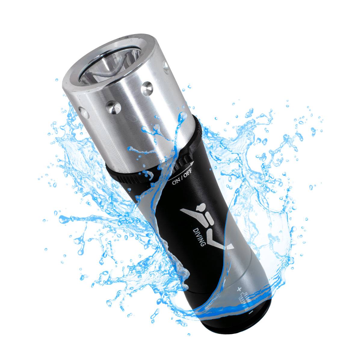 GloboStar® 79032 EXTREME Αδιάβροχος Φορητός Επαναφορτιζόμενος Φακός LED CREE XHP50 20W 2000lm & 1 x Μπαταρία 26650 2500mAh Li-ion IP68 Ψυχρό Λευκό 6000K - ledmania.gr