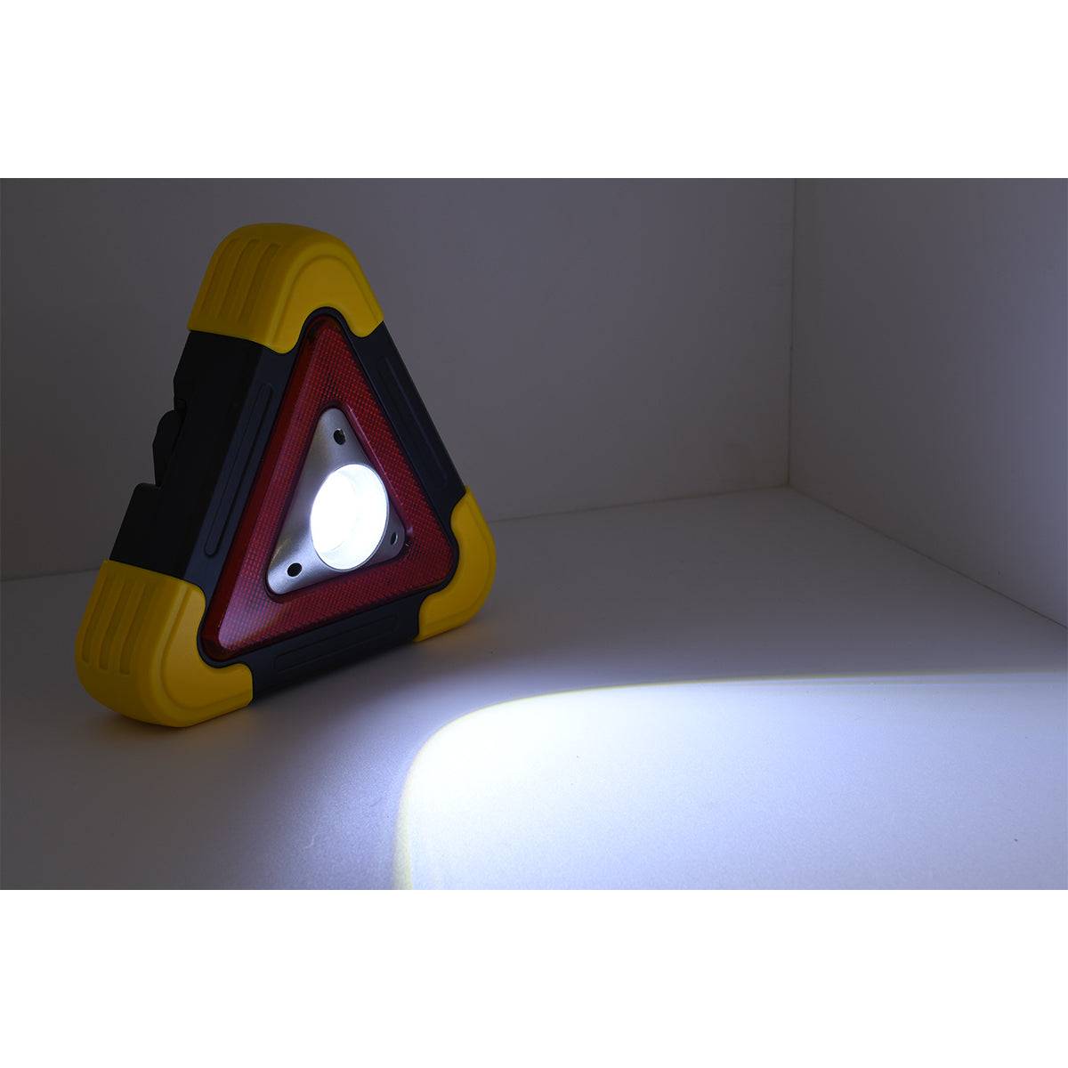 GloboStar® 79080 Φορητό Επαναφορτιζόμενο Τρίγωνο Ασφαλείας - Προβολέας Εργασίας LED COB 15W 1500lm με Ενσωματωμένη Μπαταρία 1200mAh & Φωτοβολταϊκό Πάνελ - 5 Light Modes & Power Bank με Καλώδιο Φόρτισης USB Αδιάβροχο IP54 Ψυχρό Λευκό 6000K - ledmania.gr