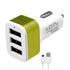 Globostar® 79502 Πράσινος Φορτιστής Αυτοκινήτου DC 12-24V με 3 Εξόδους USB DC 5V Max 3.1A 20W και Καλώδιο USB σε Type-C - ledmania.gr