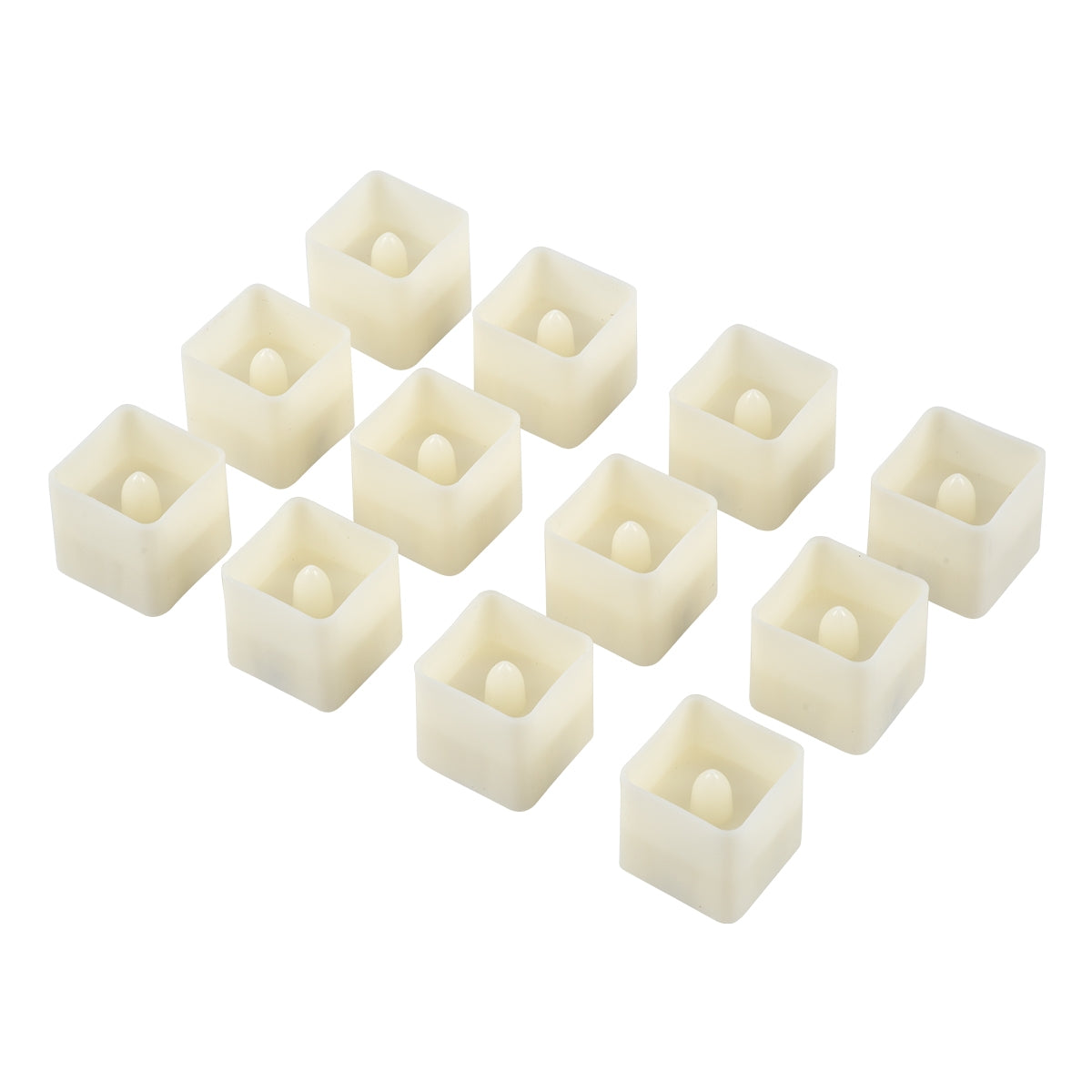 GloboStar® CANDLE 79538 ΣΕΤ 12 x Διακοσμητικά Realistic Κεράκια με LED Εφέ Κινούμενης Φλόγας - Μπαταρίας 12 x CR2032 Θερμό Λευκό 2700K Μπεζ L3.5 x W3.5 x H3.5cm - ledmania.gr