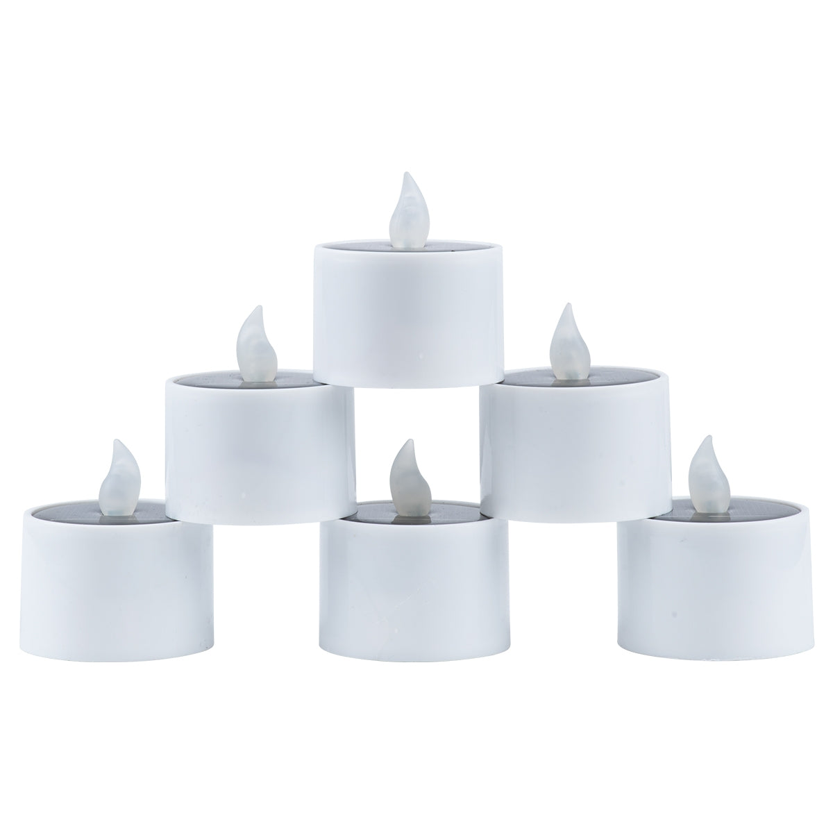 GloboStar® CANDLE 79546 ΣΕΤ 6 x Αυτόνομα Ηλιακά Διακοσμητικά Realistic Κεράκια με LED Εφέ Κινούμενης Φλόγας - 400mAh Μπαταρία - Φωτοβολταϊκό Πάνελ - Θερμό Λευκό 2700K Μπεζ D5.3 x H6cm - ledmania.gr
