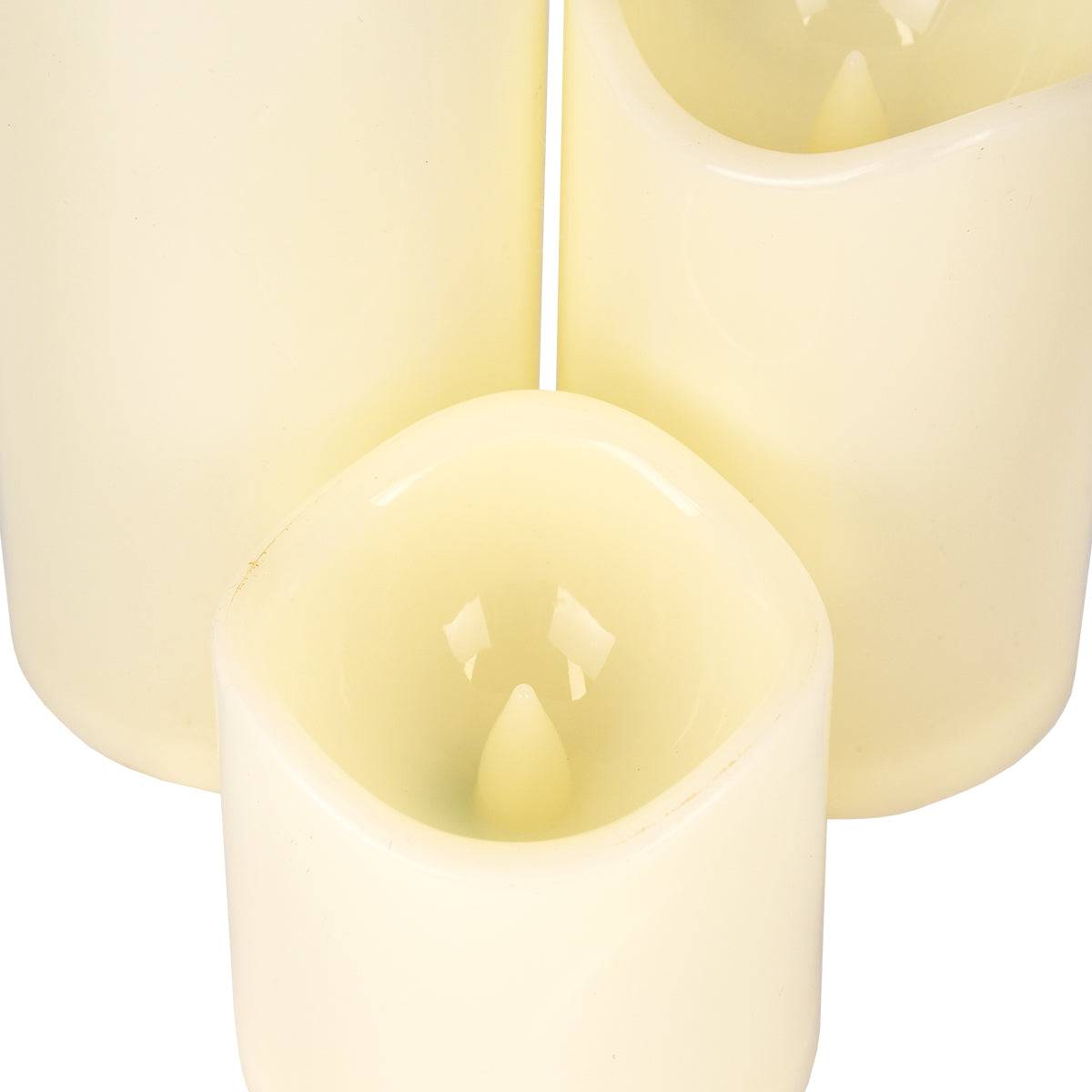 GloboStar® 79551 ΣΕΤ 3 Διακοσμητικών Realistic Κεριών με LED - Μπαταρίας & Ασύρματο Χειριστήριο IR Ψυχρό Λευκό 6000K Dimmable - ledmania.gr