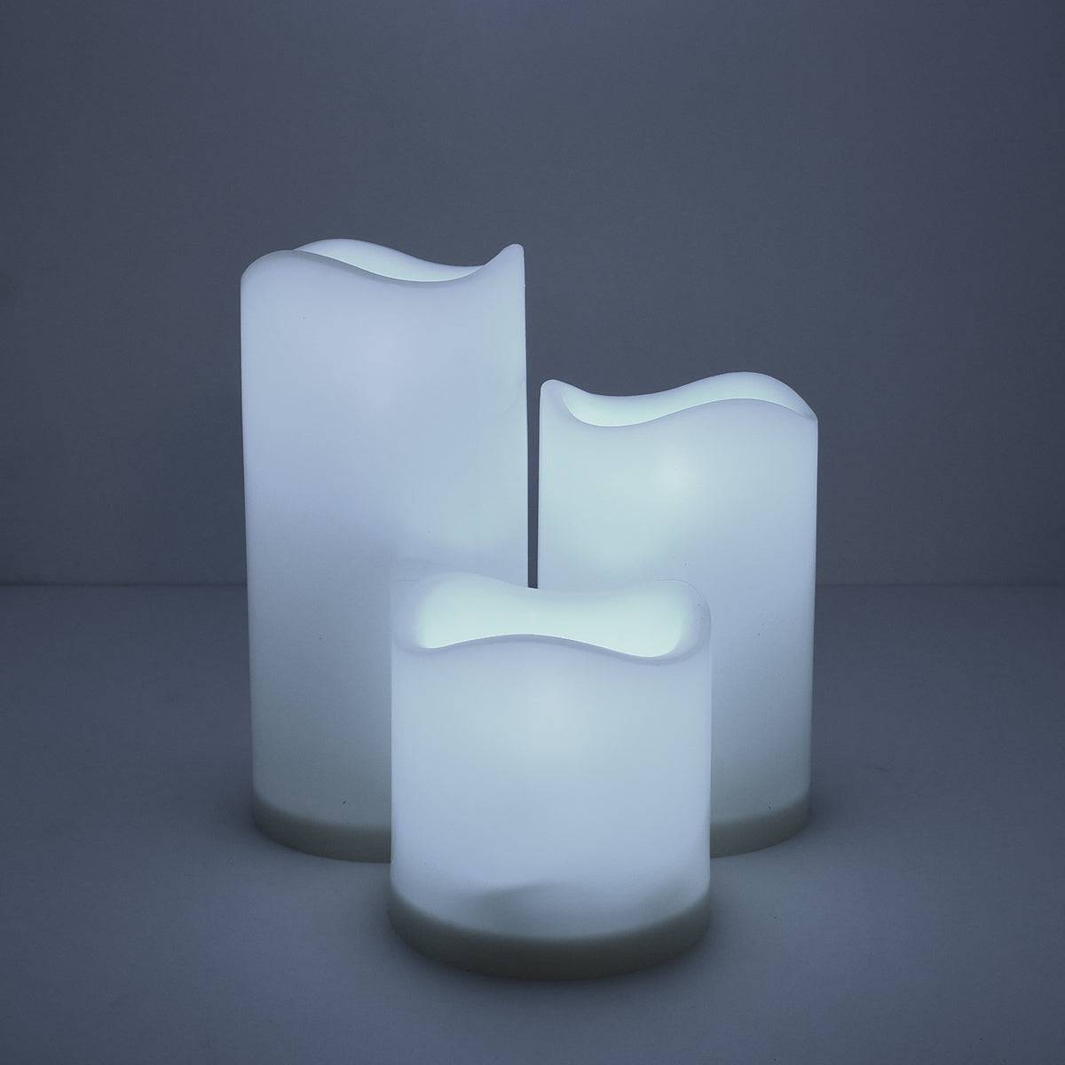 GloboStar® 79551 ΣΕΤ 3 Διακοσμητικών Realistic Κεριών με LED - Μπαταρίας & Ασύρματο Χειριστήριο IR Ψυχρό Λευκό 6000K Dimmable - ledmania.gr