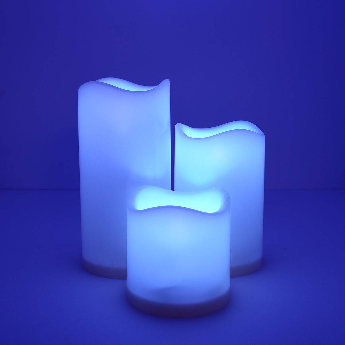 GloboStar® 79553 ΣΕΤ 3 Διακοσμητικών Realistic Κεριών με LED - Μπαταρίας & Ασύρματο Χειριστήριο IR Πολύχρωμα RGB Dimmable - ledmania.gr