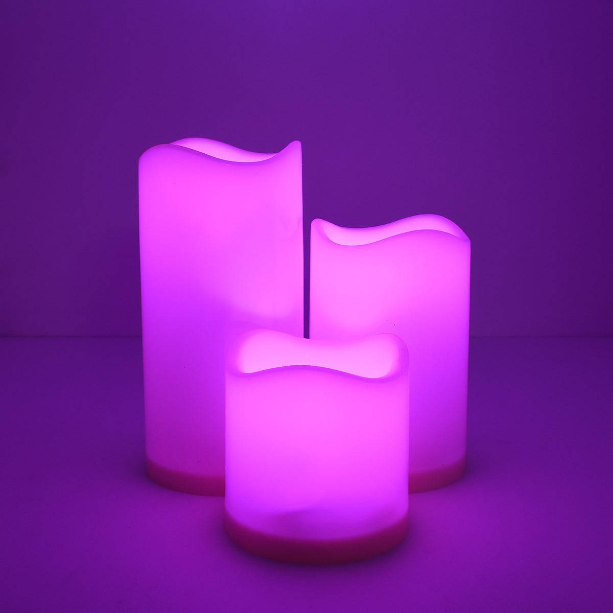 GloboStar® 79553 ΣΕΤ 3 Διακοσμητικών Realistic Κεριών με LED - Μπαταρίας & Ασύρματο Χειριστήριο IR Πολύχρωμα RGB Dimmable - ledmania.gr