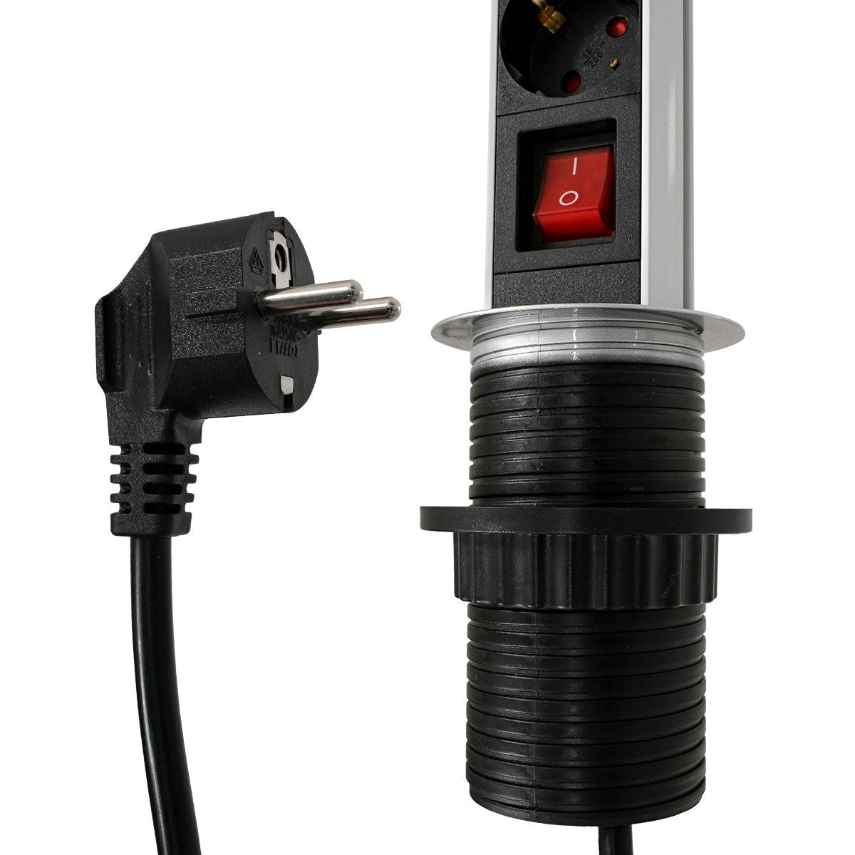 GloboStar® 79631 Χωνευτό Πτυσσόμενο Πολύμπριζο με 4 Πρίζες Ασφαλείας EU Σούκο AC 230V Max 4000W & 2 Εξόδους USB DC 5V Max 3A 18W & Ενσωματωμένο Διακόπτη Οn/Off - ledmania.gr