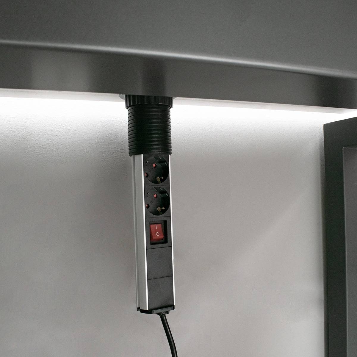 GloboStar® 79632 Χωνευτό Πτυσσόμενο Πολύμπριζο με 5 Πρίζες Ασφαλείας EU Σούκο AC 230V Max 5000W & 2 Εξόδους USB DC 5V Max 3A 18W & Ενσωματωμένο Διακόπτη Οn/Off - ledmania.gr
