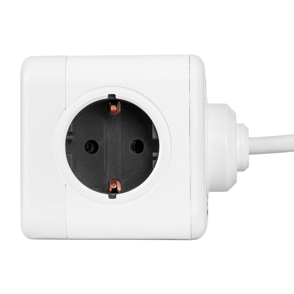 TRAVEL PowerCube PRO Certified 79639 Πολύπριζο 6 Θέσεων με 1.5m Kαλώδιο - 4 Πρίζες Ασφαλείας Childproof EU Schuko AC 220-240V & 2 Πρίζες USB Max 2.1A/DC 5V Μ7.5 x Π7.5 x Υ7.5 - Λευκό με Γκρι - Max Load 3680W/16A - ledmania.gr