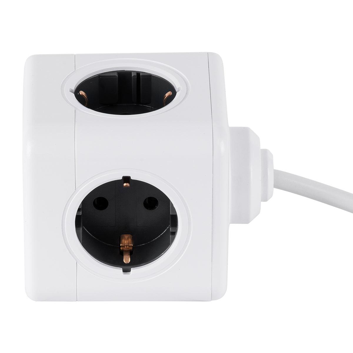 TRAVEL PowerCube PRO Certified 79644 Πολύπριζο 5 Θέσεων με 1.5m Kαλώδιο - 5 Πρίζες Ασφαλείας Childproof EU Schuko AC 220-240V Μ7.5 x Π7.5 x Υ7.5 - Λευκό με Γκρι - Max Load 3680W/16A - ledmania.gr