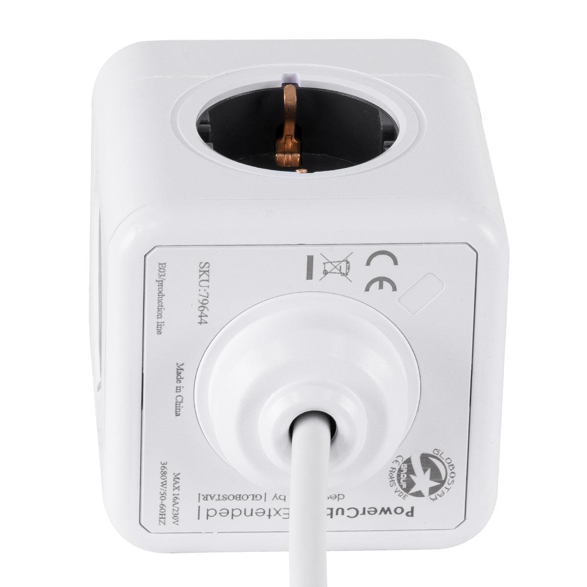 TRAVEL PowerCube PRO Certified 79644 Πολύπριζο 5 Θέσεων με 1.5m Kαλώδιο - 5 Πρίζες Ασφαλείας Childproof EU Schuko AC 220-240V Μ7.5 x Π7.5 x Υ7.5 - Λευκό με Γκρι - Max Load 3680W/16A - ledmania.gr