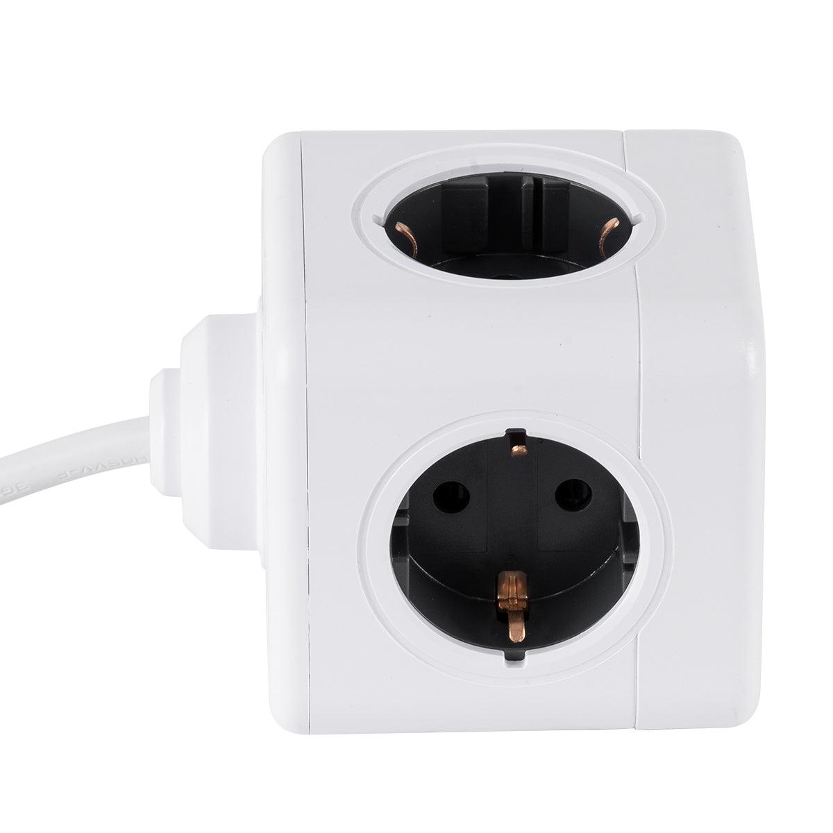 TRAVEL PowerCube PRO Certified 79644 Πολύπριζο 5 Θέσεων με 1.5m Kαλώδιο - 5 Πρίζες Ασφαλείας Childproof EU Schuko AC 220-240V Μ7.5 x Π7.5 x Υ7.5 - Λευκό με Γκρι - Max Load 3680W/16A - ledmania.gr