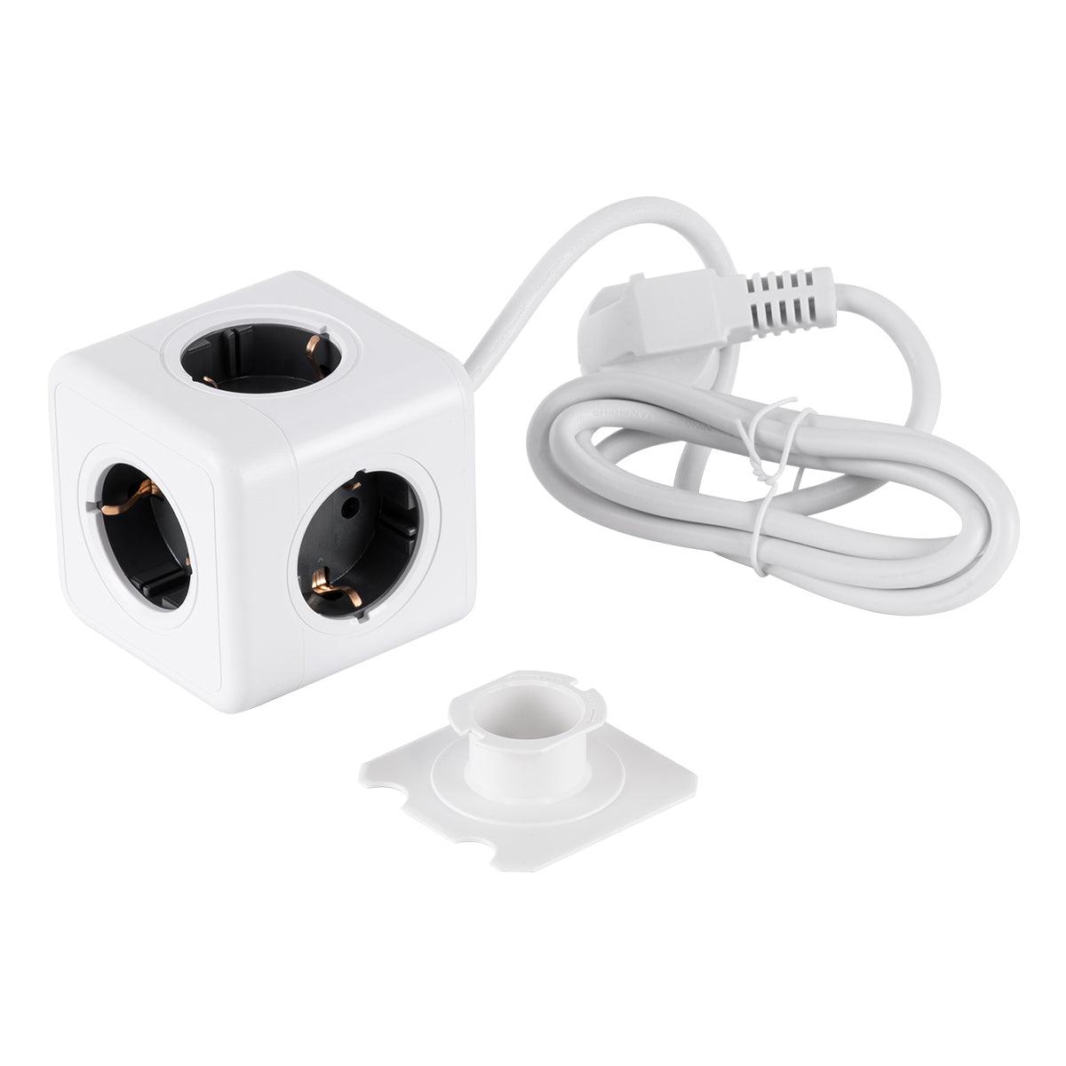 TRAVEL PowerCube PRO Certified 79644 Πολύπριζο 5 Θέσεων με 1.5m Kαλώδιο - 5 Πρίζες Ασφαλείας Childproof EU Schuko AC 220-240V Μ7.5 x Π7.5 x Υ7.5 - Λευκό με Γκρι - Max Load 3680W/16A - ledmania.gr
