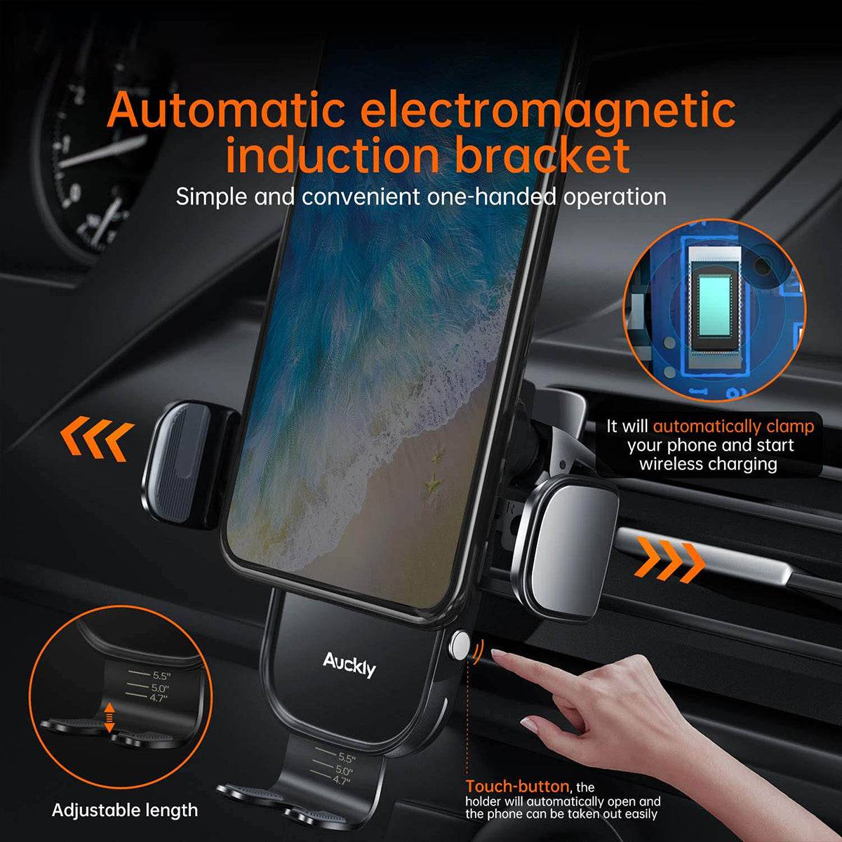 GloboStar® 79696 Μαγνητική Βάση Κινητού Αυτοκινήτου Smart Chip Max 15W USB σε USB Type-C με Κλιπ στον Αεραγωγό - Ασύρματη Φόρτιση και Υποστήριξη προσαρμογής για Διαφορετικά Κινητά Τηλέφωνα MagSafe QuickCharge 3.0 - ledmania.gr