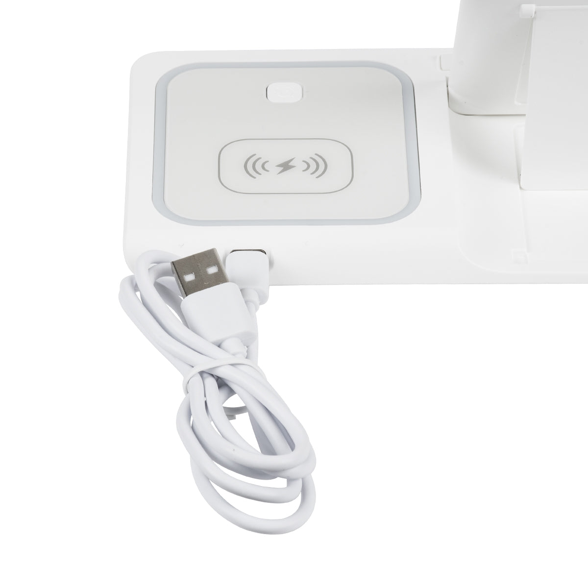 GloboStar® 79706 Επιτραπέζια Σταθερή Βάση Ασύρματης Φόρτισης Fast Charging για Κινητά - Earphones - Smart Watches 15W Max - Λευκό - ledmania.gr