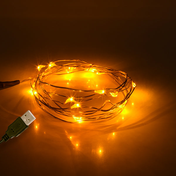 79710 Διακοσμητική Γιρλάντα 2 Μέτρων 20 LED USB 5 Volt 1.2 Watt με Χάλκινο Συρμάτινο Καλώδιο Θερμό Λευκό 1600K - ledmania.gr