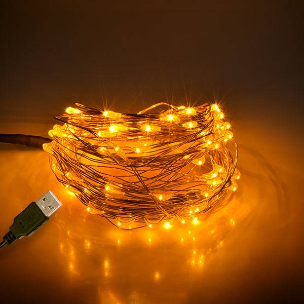 79712 Διακοσμητική Γιρλάντα 10 Μέτρων 100 LED USB 5 Volt 6 Watt με Χάλκινο Συρμάτινο Καλώδιο Θερμό Λευκό 1600K - ledmania.gr