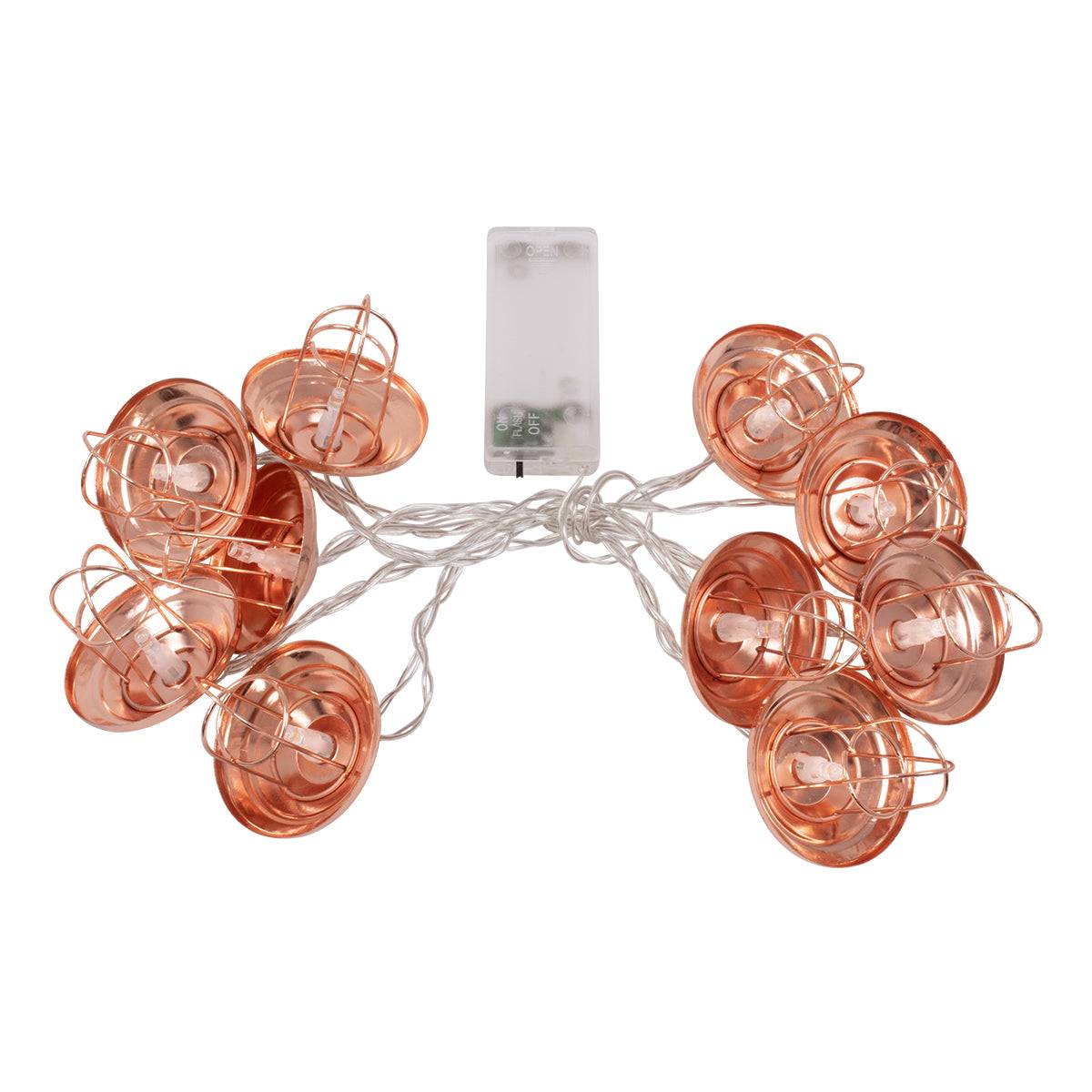 79807 Διακοσμητική Γιρλάντα Bronze Lamp 2 Μέτρα με Διακόπτη On/Off - 10 LED 1W με Μπαταρίες 2xAA & Διάφανο Καλώδιο IP20 Θερμό Λευκό 2700K Μ2m - ledmania.gr