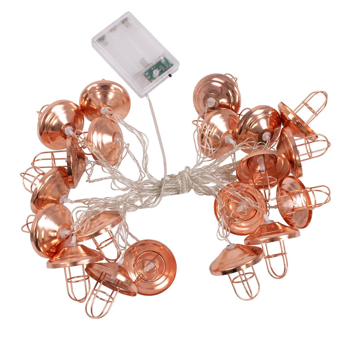79808 Διακοσμητική Γιρλάντα Bronze Lamp 3 Μέτρα με Διακόπτη On/Off - 20 LED 2W με Μπαταρίες 3xAA & Διάφανο Καλώδιο IP20 Θερμό Λευκό 2700K Μ3m - ledmania.gr
