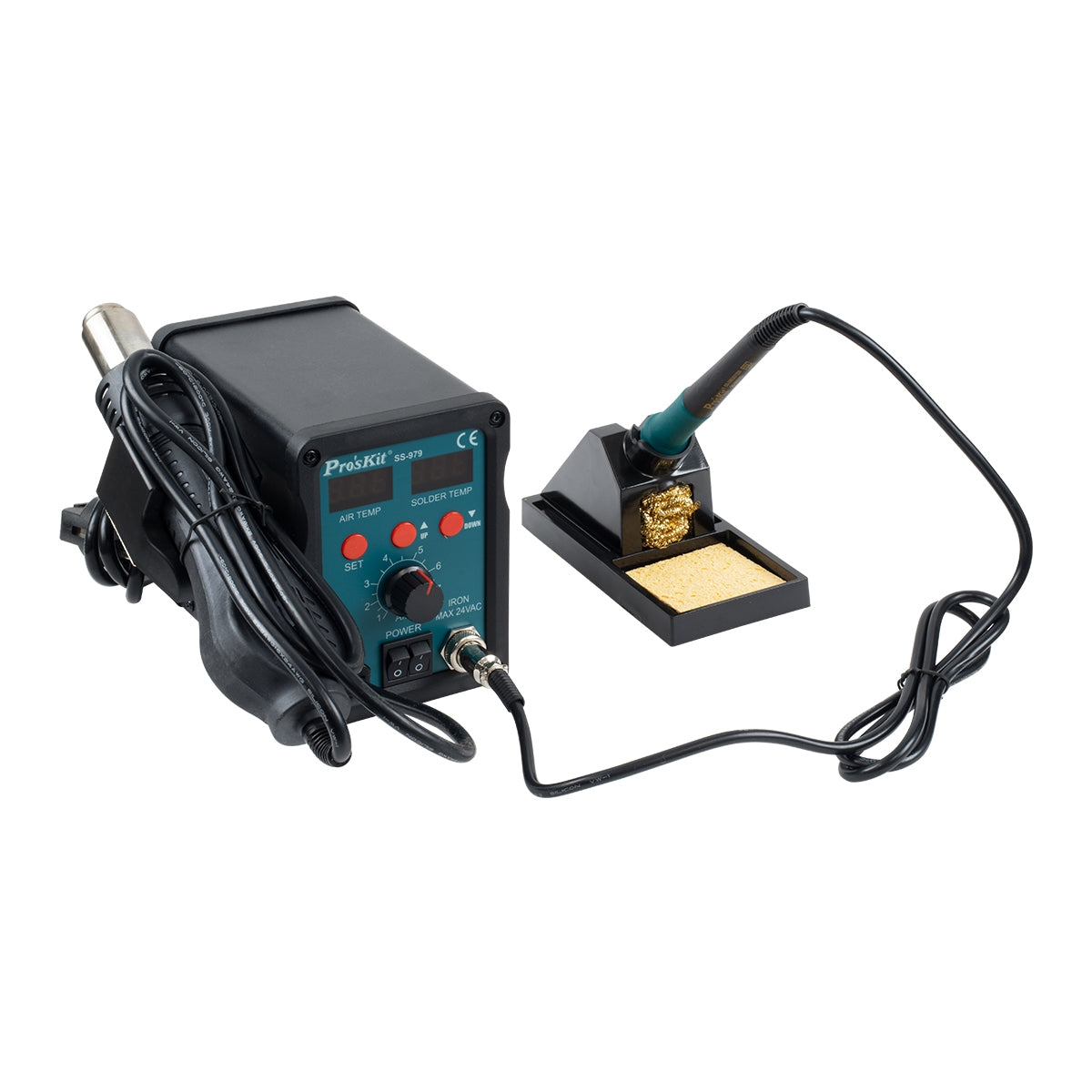GloboStar® 79979 ProsKit SS-979 Ψηφιακός Σταθμός Συγκόλλησης 2in1 με Dual Digital Ψηφιακή Οθόνη - Κολλητήρι - Πιστόλι Θερμού Αέρα Hot Air Soldering Welding Gun και PID Προγραμματιζόμενο Σύστημα Ελέγχου Θερμοκρασίας - 760W - ledmania.gr
