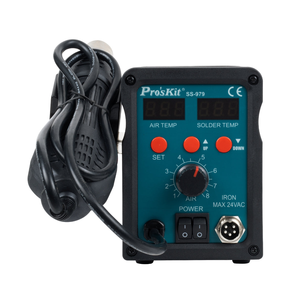 GloboStar® 79979 ProsKit SS-979 Ψηφιακός Σταθμός Συγκόλλησης 2in1 με Dual Digital Ψηφιακή Οθόνη - Κολλητήρι - Πιστόλι Θερμού Αέρα Hot Air Soldering Welding Gun και PID Προγραμματιζόμενο Σύστημα Ελέγχου Θερμοκρασίας - 760W - ledmania.gr