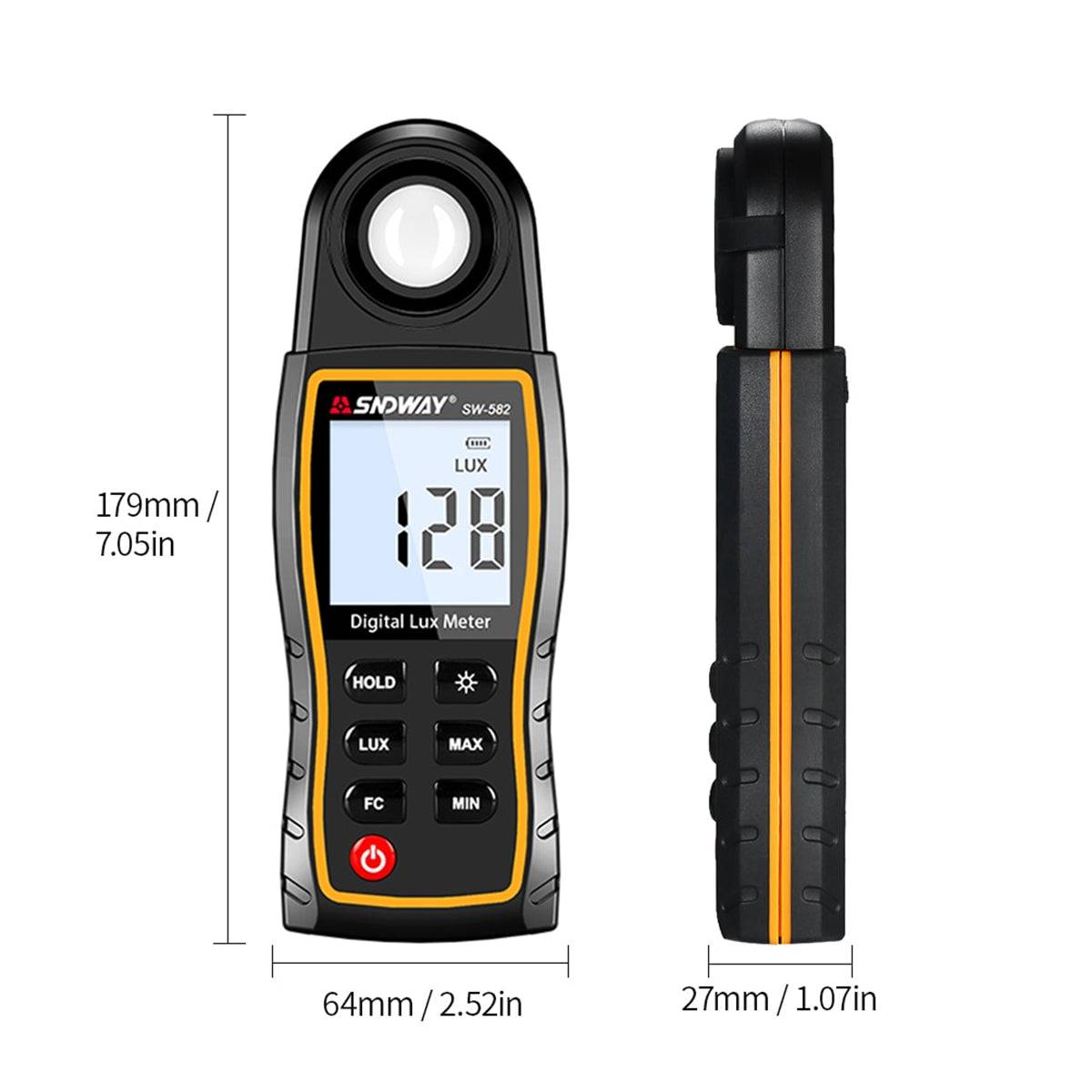 GloboStar® 79983 Ψηφιακός Μετρητής Έντασης Φωτισμού SNDWAY SW-582 με έλεγχο 0 έως 200000 lux - ledmania.gr