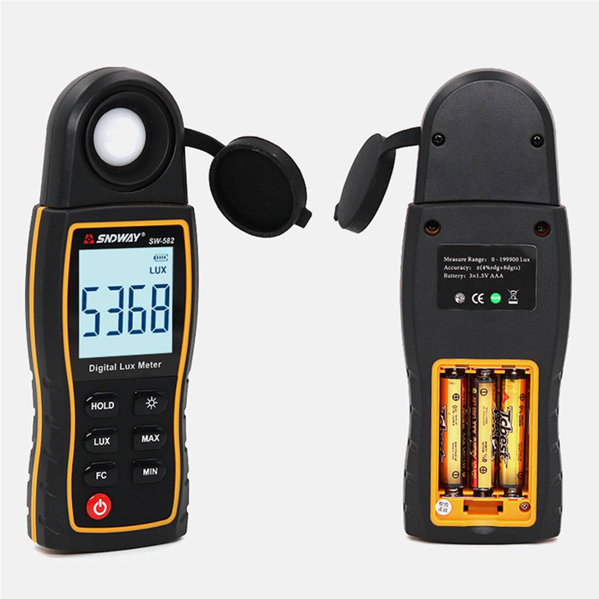 GloboStar® 79983 Ψηφιακός Μετρητής Έντασης Φωτισμού SNDWAY SW-582 με έλεγχο 0 έως 200000 lux - ledmania.gr