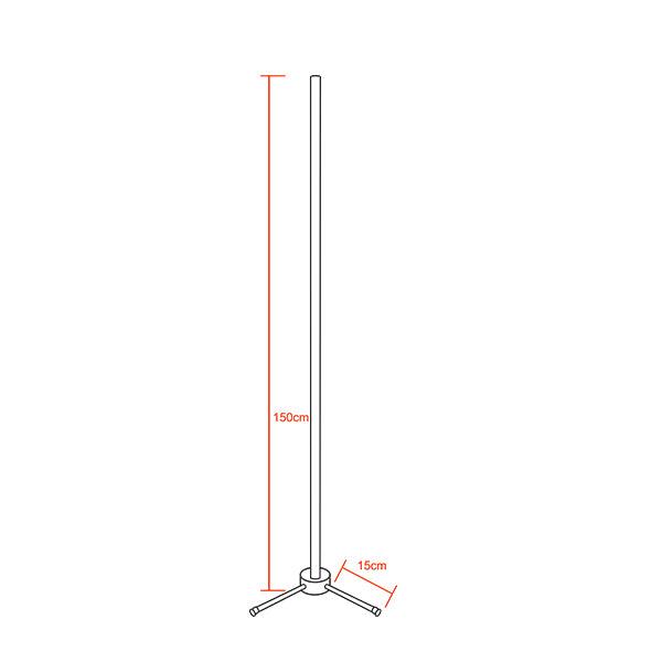 Μοντέρνο Minimal Επιδαπέδιο Μαύρο Φωτιστικό 150cm LED 24 Watt με Ασύρματο Χειριστήριο RF & Dimmer Φυσικό Λευκό 4500k GloboStar ALIEN Design GLOBO-150-2 - ledmania.gr