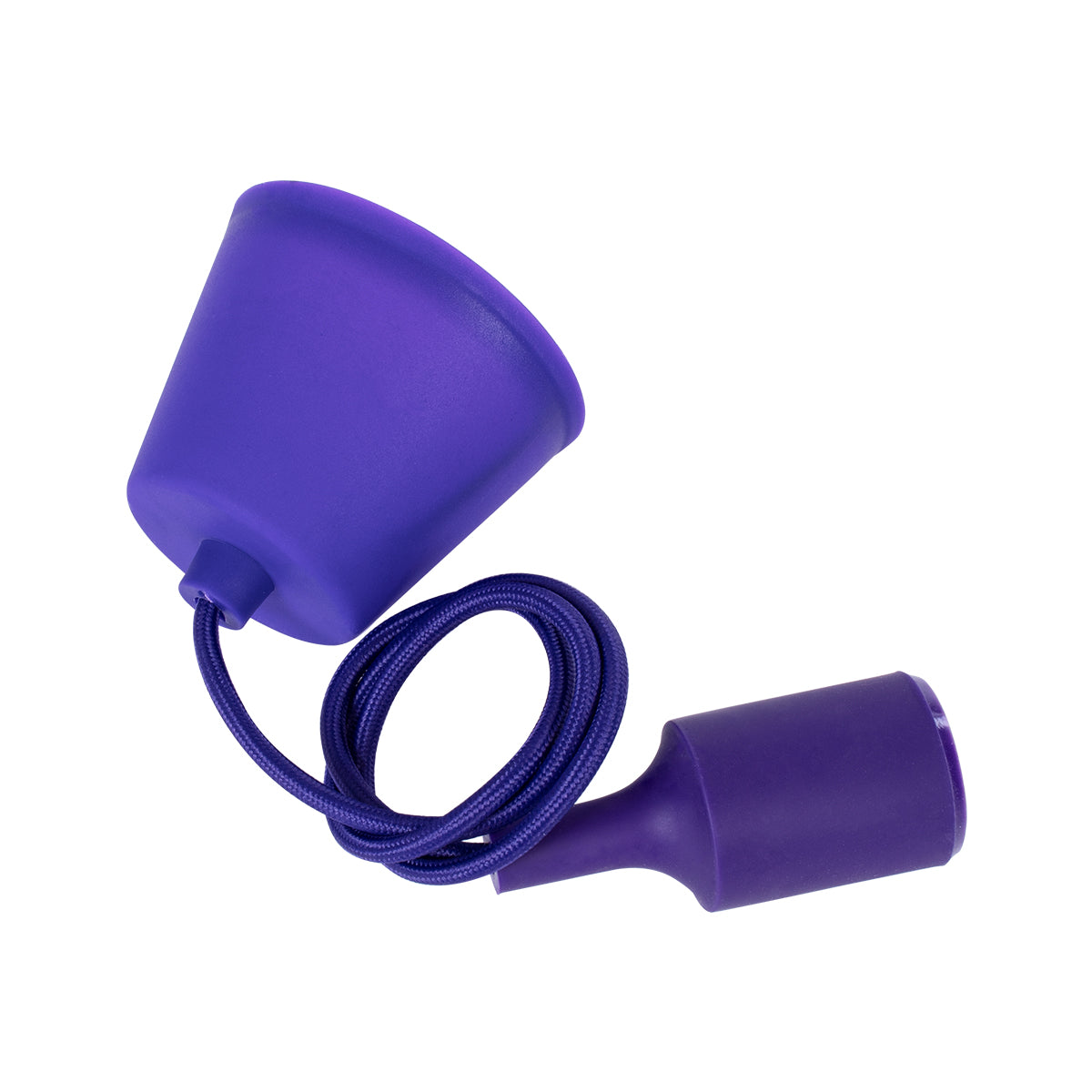 GloboStar® CABLITO 61560 Μοντέρνο Κρεμαστό Φωτιστικό Οροφής Μονόφωτο 1 x E27 Μωβ Σιλικόνης Ανάρτηση με Υφασμάτινο Καλώδιο Φ4 x Υ110cm - ledmania.gr
