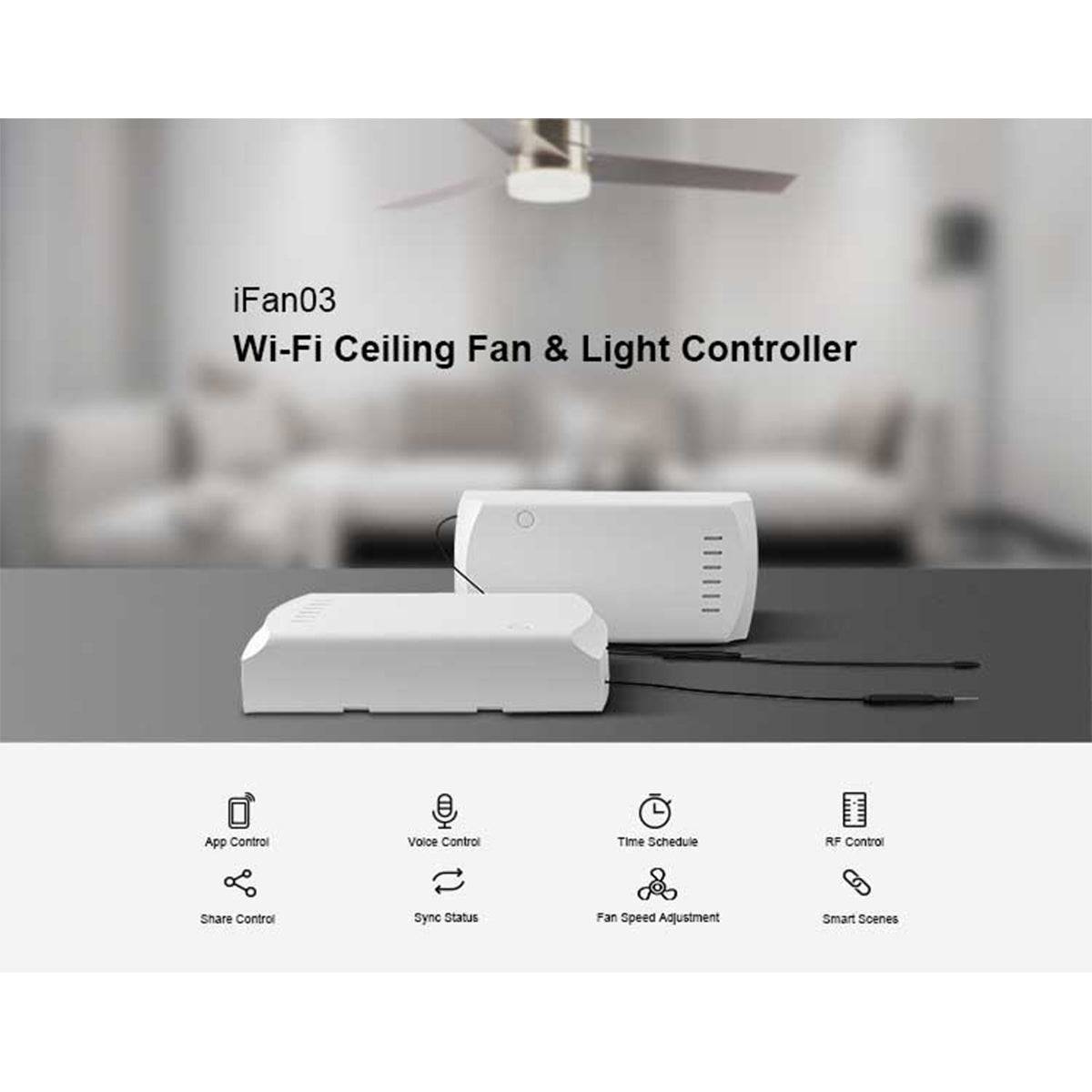 GloboStar® 80012 SONOFF iFan03-R2 - Wi-Fi Smart Switch Ceiling Fan & Light Controller - ledmania.gr