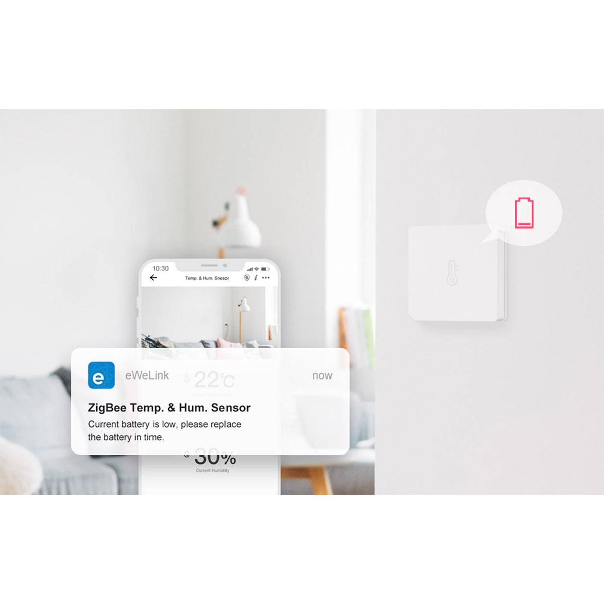 GloboStar® 80048 SONOFF SNZB-02-R3 – Zigbee Wireless Temperature & Humidity Sensor Real Time Monitoring - ledmania.gr