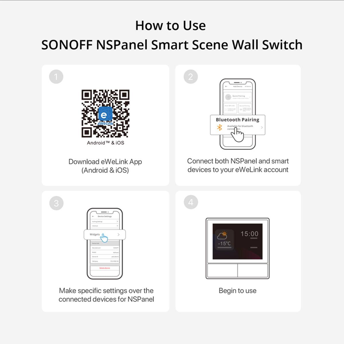 GloboStar® 80058 SONOFF NSPanel-EU - Wi-Fi Smart Scene Wall Switch(86/EU Type) - Integrated HMI Panel - Smart Temperature Control - ledmania.gr