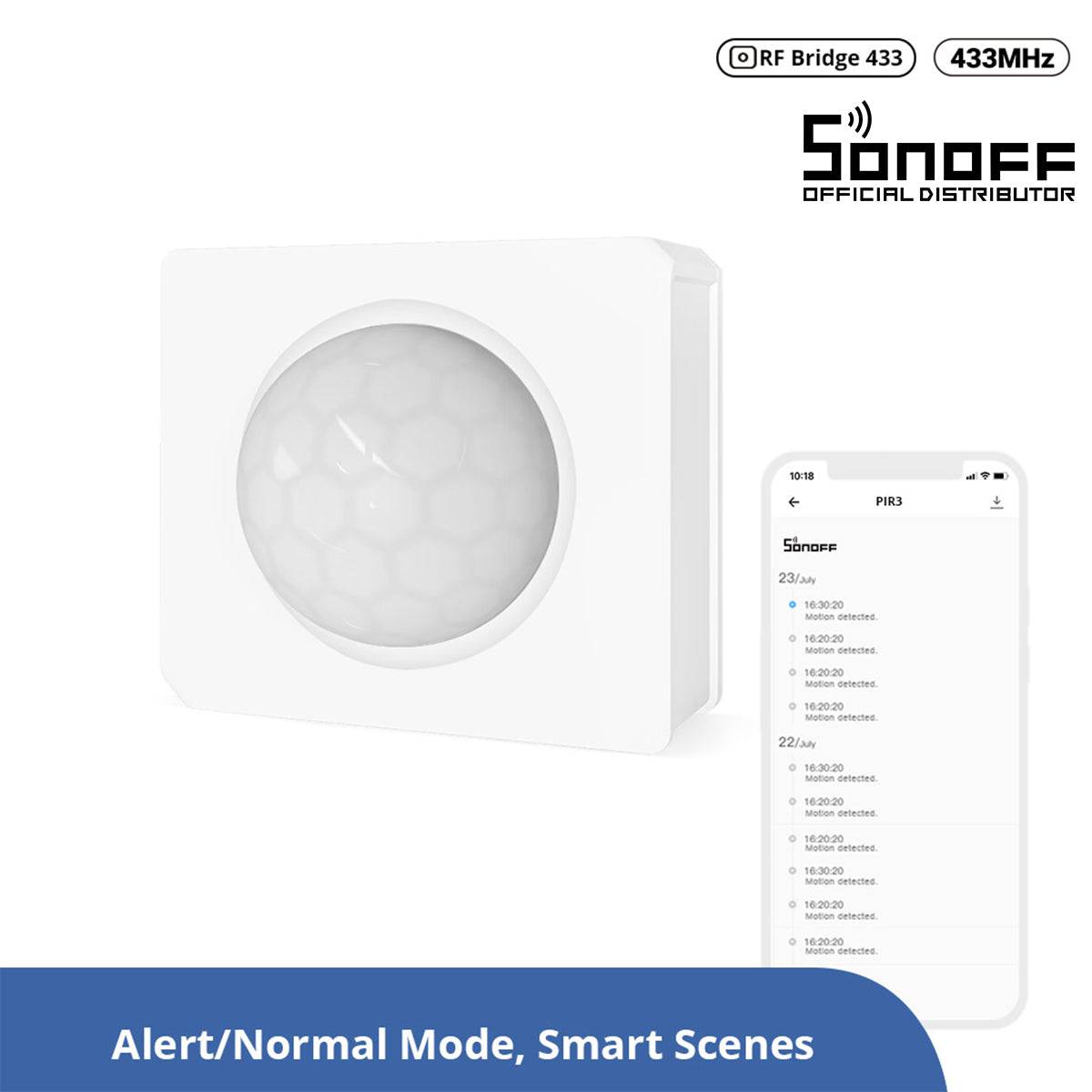 GloboStar® 80064 SONOFF PIR3-RF – Smart 433MHZ RF PIR Motion Sensor 6m/110° Detection - ledmania.gr