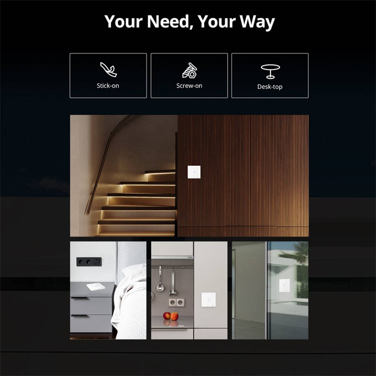 GloboStar® 80067 SONOFF T2EU3C-RF - 433MHz Wireless Smart Wall Touch Button Switch 3 Way - RF Series - ledmania.gr