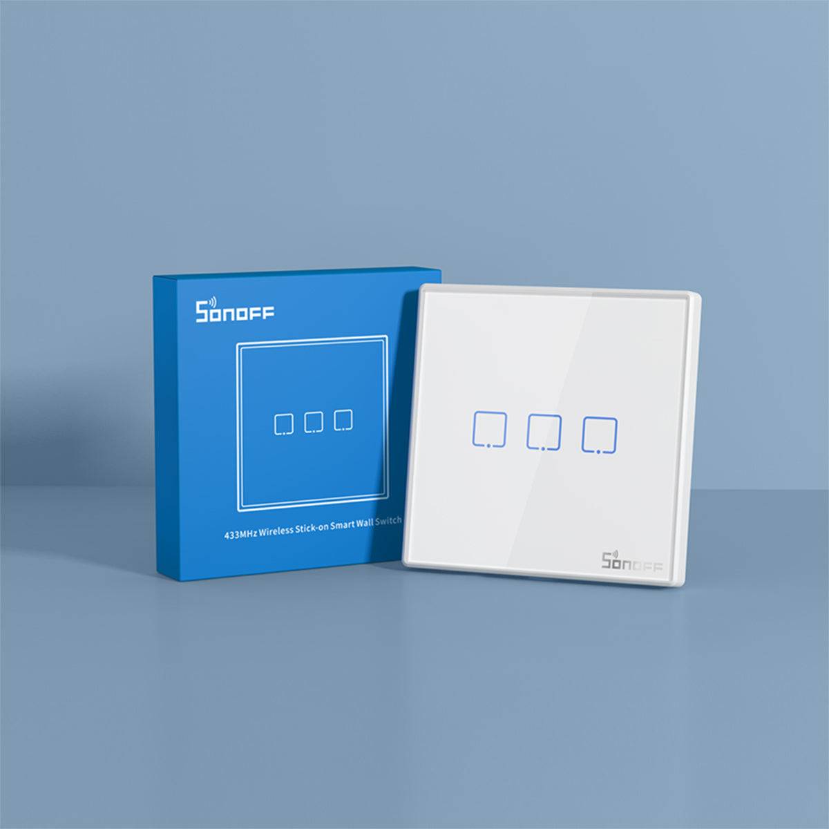 GloboStar® 80067 SONOFF T2EU3C-RF - 433MHz Wireless Smart Wall Touch Button Switch 3 Way - RF Series - ledmania.gr