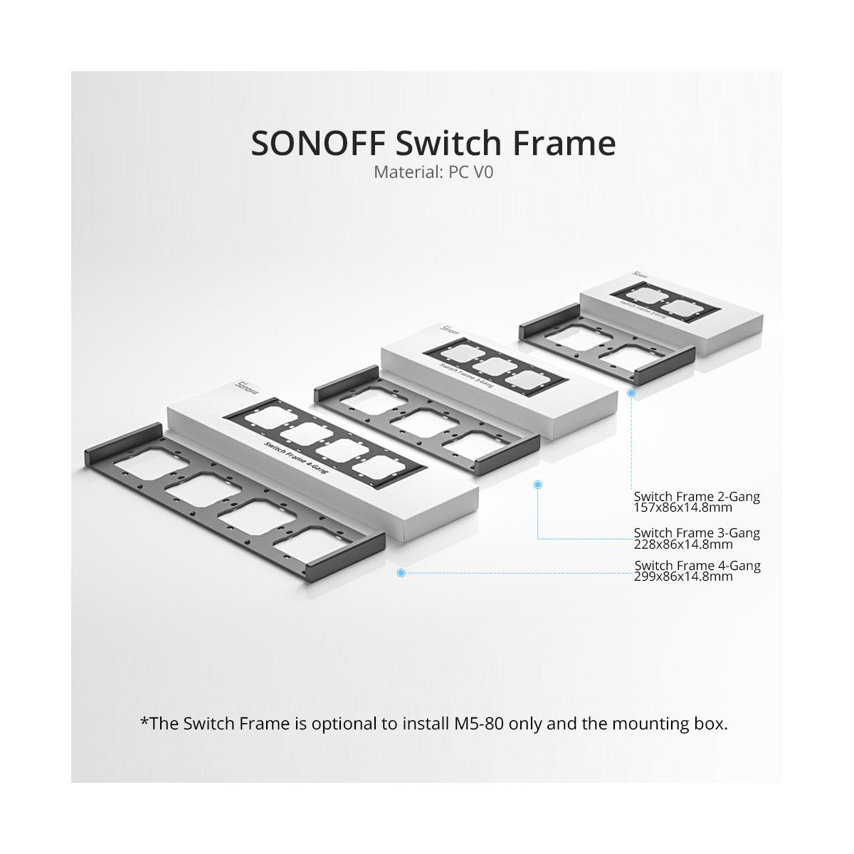 GloboStar® 80086 SONOFF SwitchMan M5-80 Wall Frame 4 Way - L29.9 X W8.6 X H1.48CM - ledmania.gr