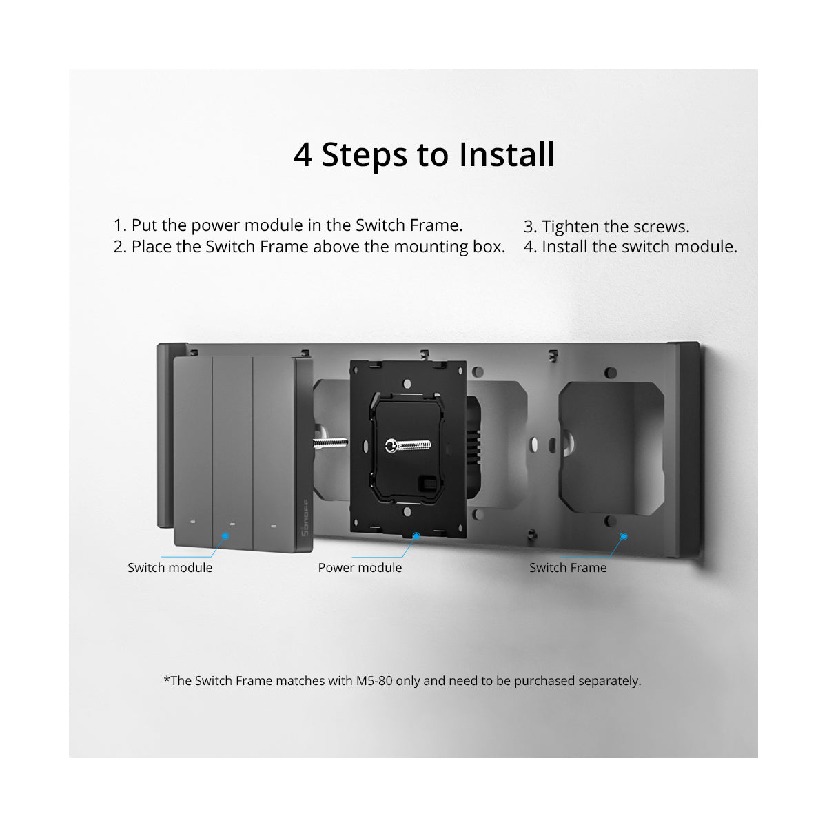 GloboStar® 80089 SONOFF M5-3C-80 SwitchMan Mechanical Smart Switch WiFi & Bluetooth AC 100-240V Max 6A 1320W (2A/Way) 3 Way - ledmania.gr