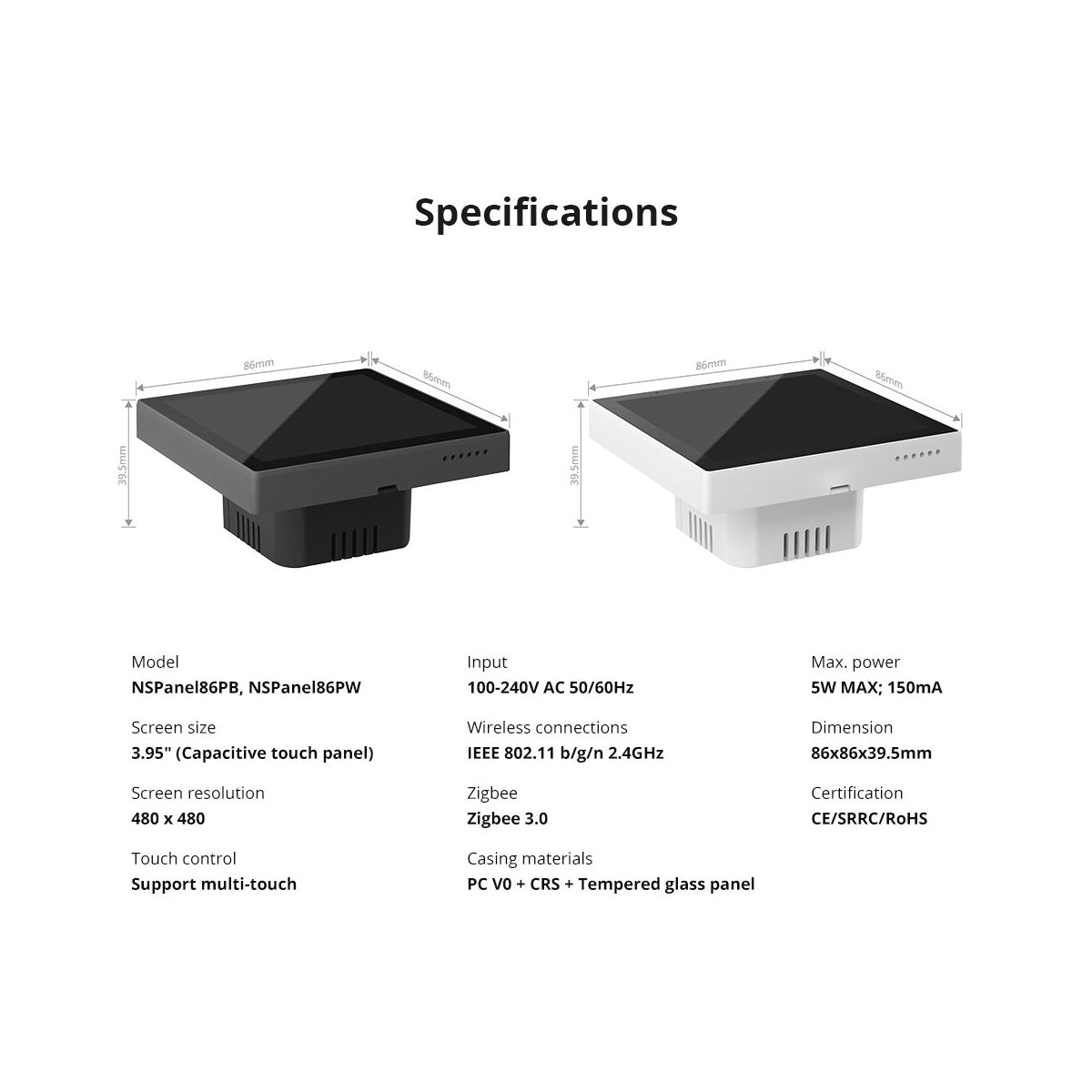 GloboStar® 80095 SONOFF NSPanel86PW Wi-Fi & Zigbee 3.0 Smart Scene Wall Switch (86/EU Type) - AC 100-240V - Integrated HMI Touch Panel - Smart Controller & Gateway for All Smart Devises - ledmania.gr