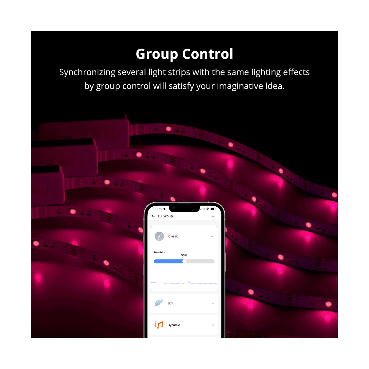 GloboStar® 80098 SONOFF L3-5M RGB Smart LED Strip Light WiFi 2.4GHz 90 SMD/M 5050 5m Roll & Power Adapter DC 5V Max 10W - ledmania.gr