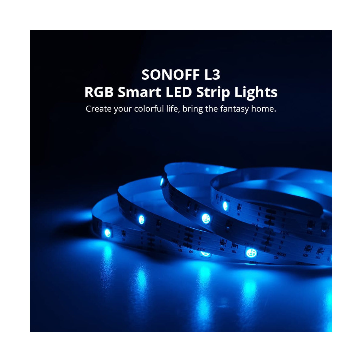 GloboStar® 80098 SONOFF L3-5M RGB Smart LED Strip Light WiFi 2.4GHz 90 SMD/M 5050 5m Roll & Power Adapter DC 5V Max 10W - ledmania.gr