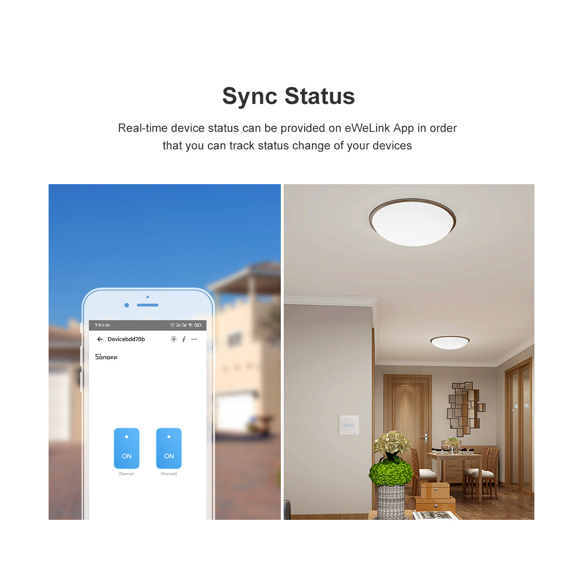 GloboStar® 80130  SONOFF T2EU1C-RF - 433MHz Wireless Smart Wall Stick-On Touch Button Switch 1 Way - RF Series - ledmania.gr
