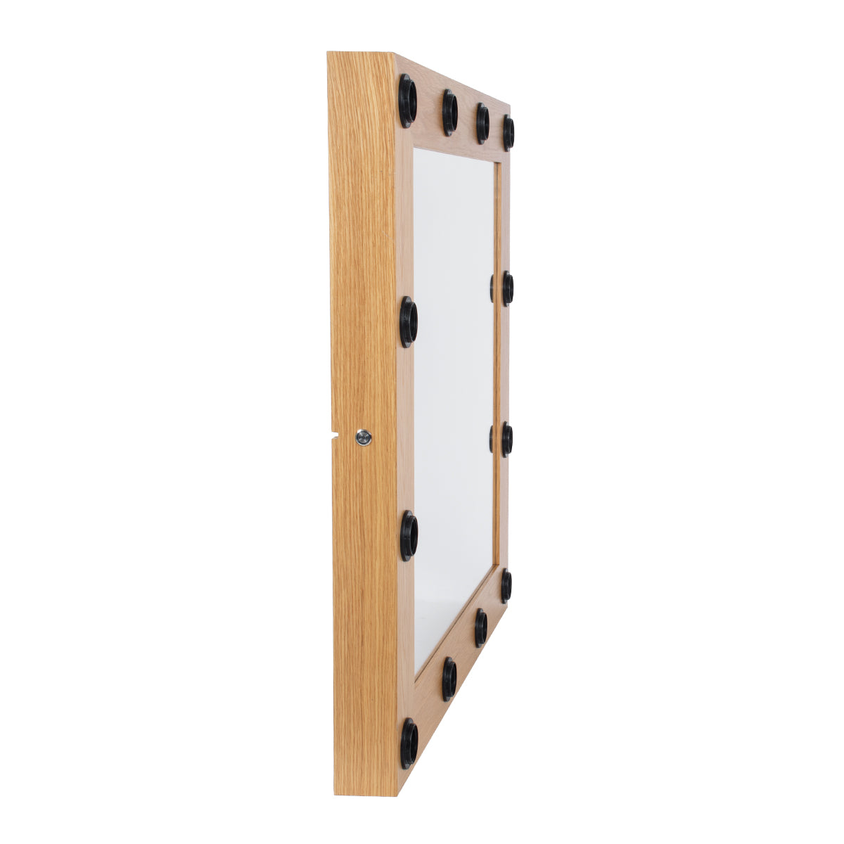 GloboStar® MAKEUP MIRROR-80x80-1 Μοντέρνος Καθρέπτης Μακιγιάζ με Πλαίσιο Φυσικού Ξύλου με Διακόπτη On/Off 12 x E27 AC220-240V - Μ80 x Π7 x Υ80cm - Μπεζ Δρυς - ledmania.gr