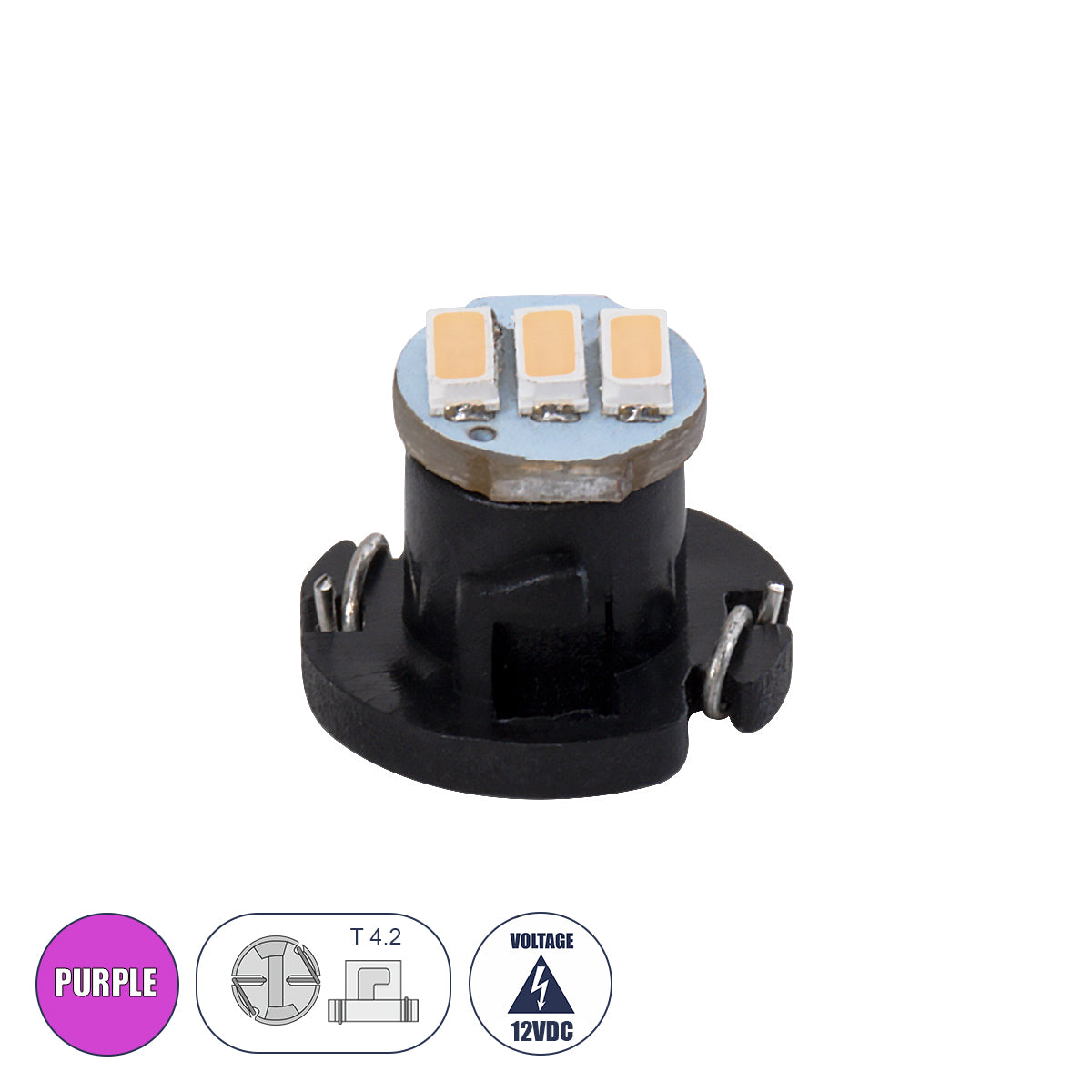 GloboStar® 81014 Λάμπα Αυτοκινήτου LED T4.2 3xSMD4014 0.6W 120lm 120° DC 12-16V  IP20 Μ1 x Π1 x Υ0.8cm Ροζ - ledmania.gr