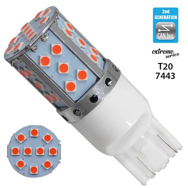 Λαμπτήρας LED Extreme Series Can-Bus 2ης Γενιάς με βάση T20 7443 15W 12v Κόκκινος για Πορείας Στοπ GloboStar 81156 - ledmania.gr