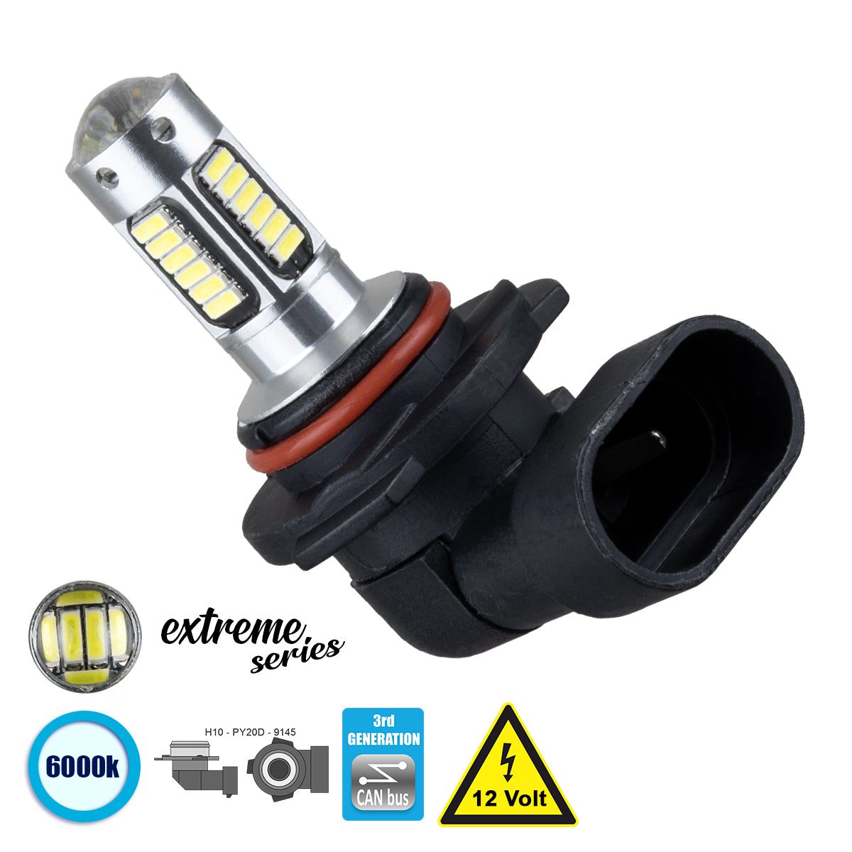 GloboStar® 81417 Λάμπα Αυτοκίνητου H10 3rd Generation Can-Bus Extreme Series LED 30 SMD 4014 6W 900lm 360° DC 12V IP20 Ψυχρό Λευκό 6000K - ledmania.gr