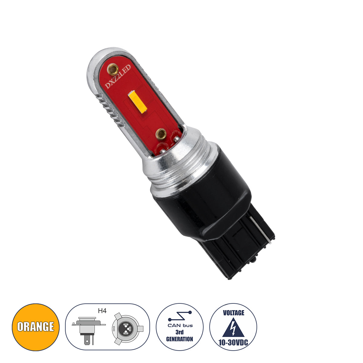 GloboStar® 81499 Λάμπα Αυτοκίνητου T20 - 7440 - W21W 3rd Generation Can-Bus Extreme Series LED 2 DUO DXZ 15W 1200lm 240° DC 9-30V IP20 Πορτοκαλί - ledmania.gr
