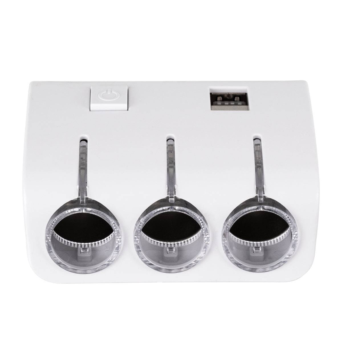 GloboStar® 81807 Πολύπριζο - Φορτιστής Αυτοκινήτου 2 x USB 3.1A & 3 x Θύρες Αναπτήρα Αυτοκινήτου DC 12-24V Max 60W Μαύρο Λευκό - ledmania.gr