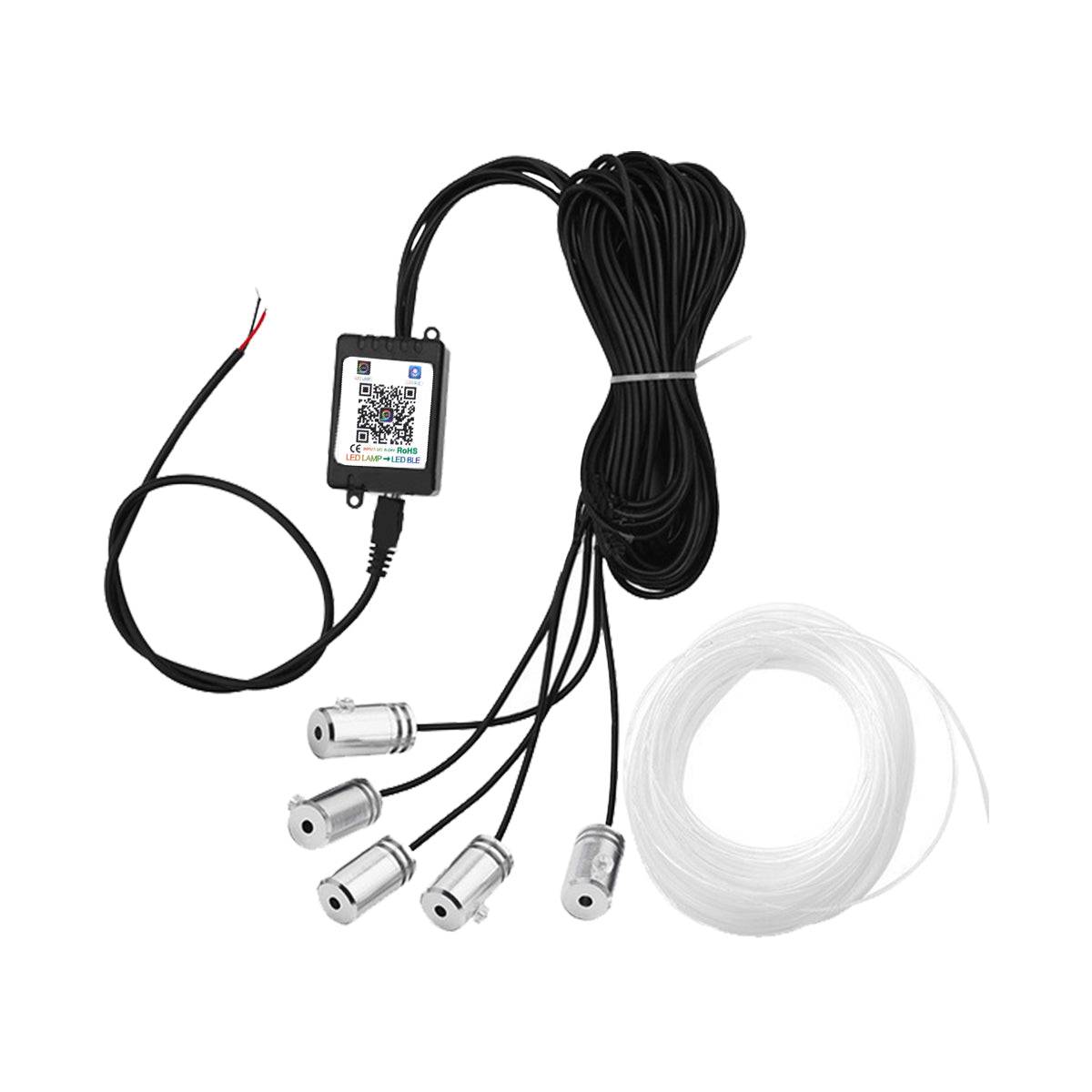 GloboStar® 81843 Car Optic Fiber LED Kit Smart Bluetooth - Φωτισμός Κιτ Οπτικής Ίνας Αυτοκινήτου DC 12V 10W με Smart Bluetooth Controller & Εφαρμογή APP Αδιάβροχο IP65 Πολύχρωμο RGB - ledmania.gr