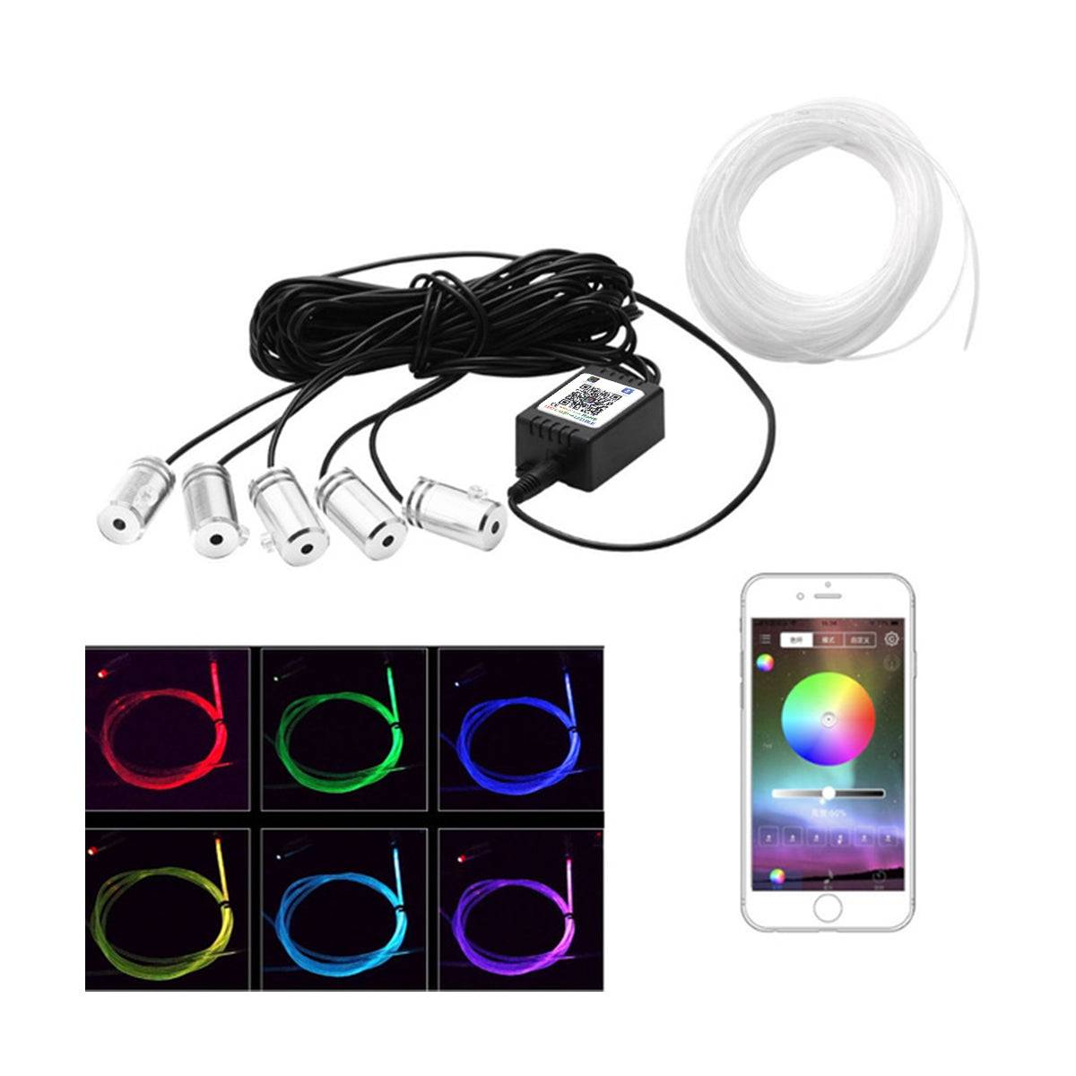 GloboStar® 81843 Car Optic Fiber LED Kit Smart Bluetooth - Φωτισμός Κιτ Οπτικής Ίνας Αυτοκινήτου DC 12V 10W με Smart Bluetooth Controller & Εφαρμογή APP Αδιάβροχο IP65 Πολύχρωμο RGB - ledmania.gr