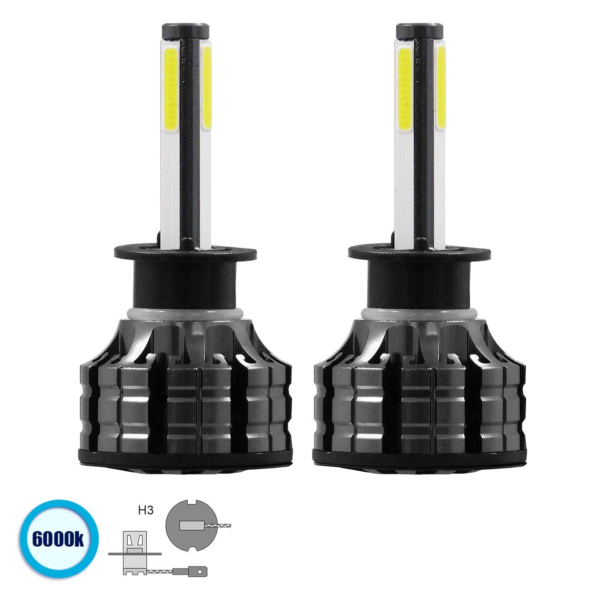 GloboStar® 82041 H3 K9 Line KIT Βασικού Φωτισμού Αυτοκινήτου & Φορτηγού 3rd Generation Can-Bus Series LED CREE CXB COB 100W 14000lm DC 9-32V Αδιάβροχο IP66 Ψυχρό Λευκό 6000K - ledmania.gr